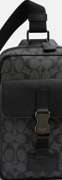 COACH Signature Leather Canvas Track PK Crossbody Messenger bag 100% Auth… - Picture 7 of 7